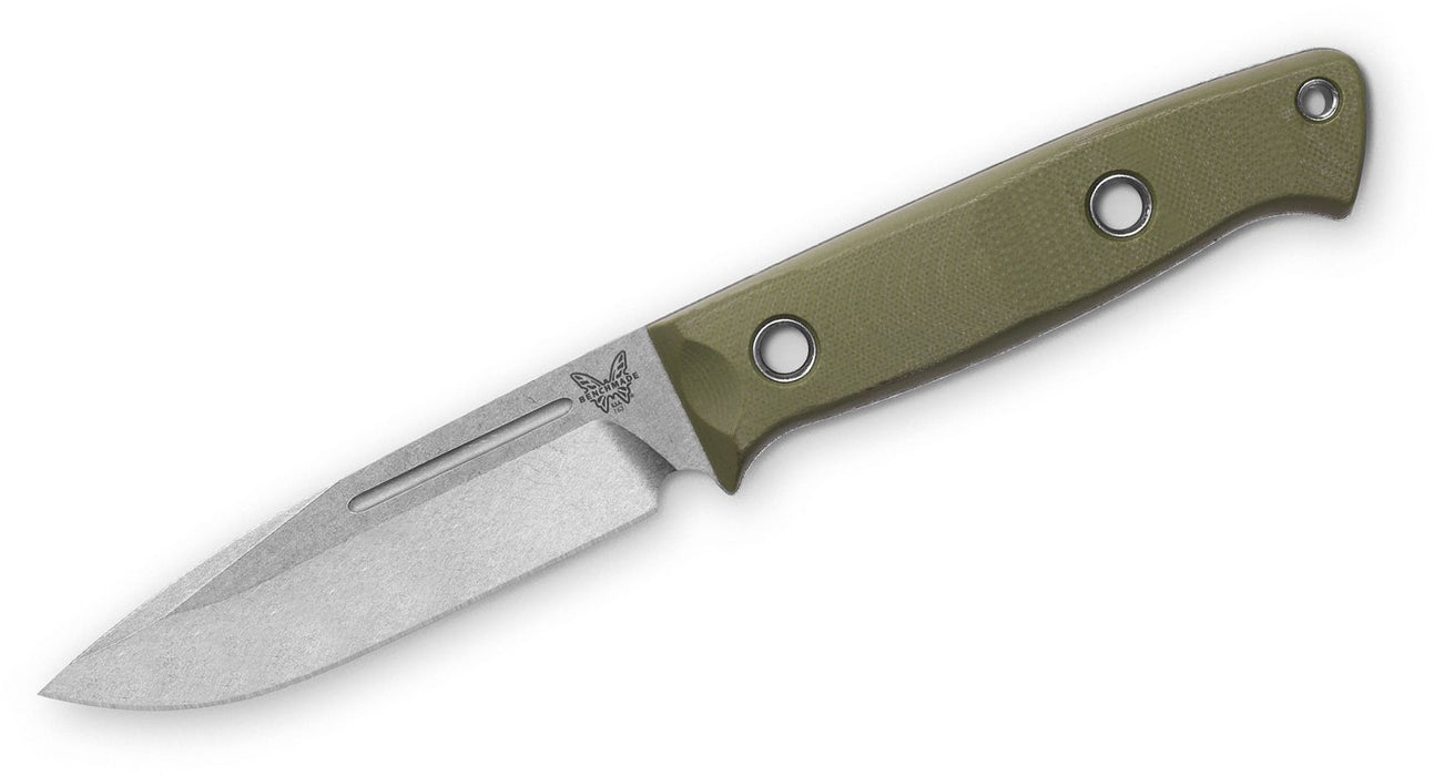 Benchmade Bushcrafter Fixed Blade Knife OD Green G-10 (4.38" Stonewash) 163-1