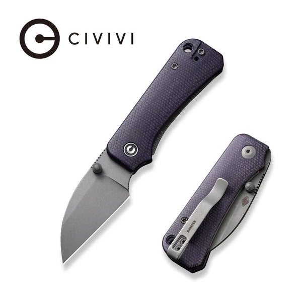 CIVIVI Baby Banter Wharncliffe Liner Lock Knife Purple Micarta (2.32" SW) C19068SC-2