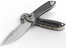 Benchmade Seven/Ten GOLD CLASS AXIS Lock Knife Titanium (4" Fafnir Damasteel) 710-241
