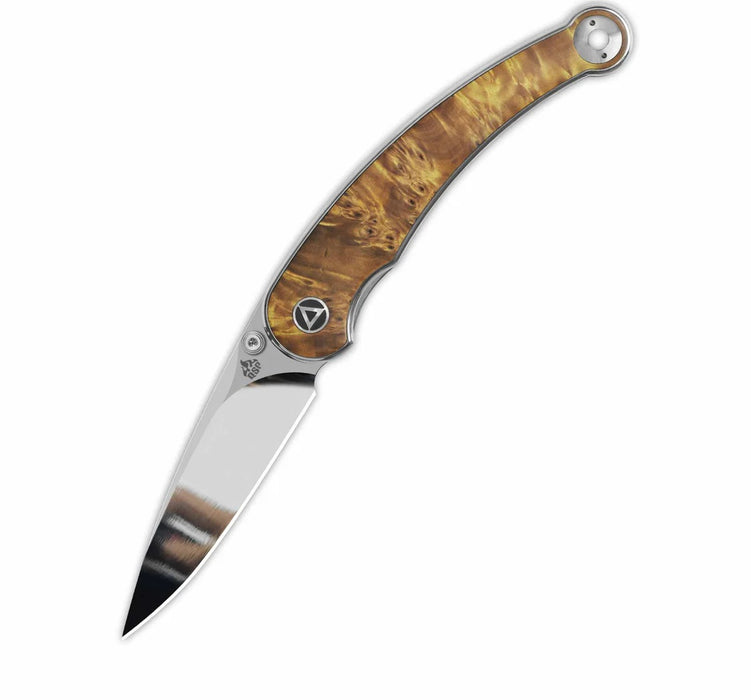 QSP Dolphin Liner Lock Knife Stabilized Wood (3.15", Mirror Polish, 14C28N) QS161-B