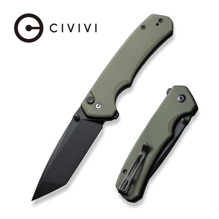CIVIVI Brazen Button Lock Tanto Knife OD Green G-10 (3.46" Black) C19059C-2