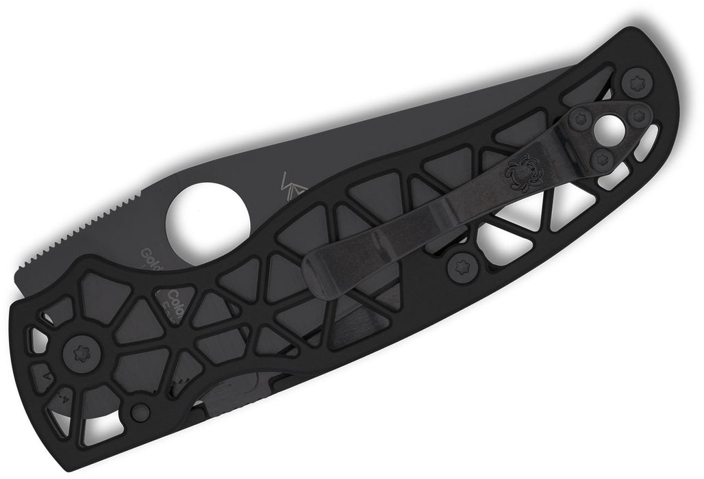 Spyderco Edgerati Serrated Compression Lock Knife Black (3.57", Black, S30V) C266BKALBKS