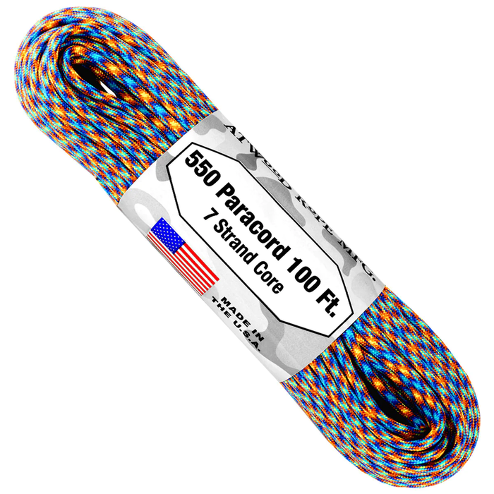 Atwood 550 lbs Paracord - 100 ft (Fire and Ice) PC100FI