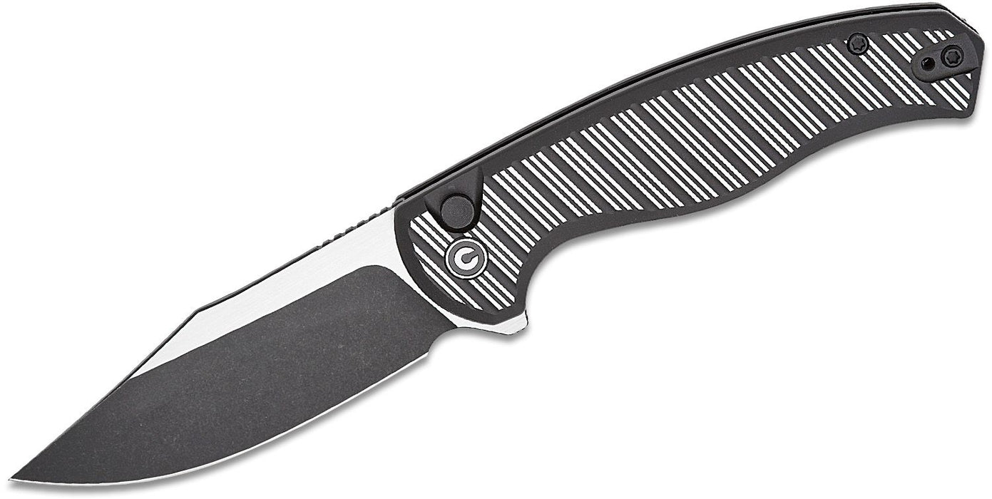 CIVIVI Stormhowl Button Lock Knife Black/Sat Aluminum (3.3" Two-Tone) C23040B-1
