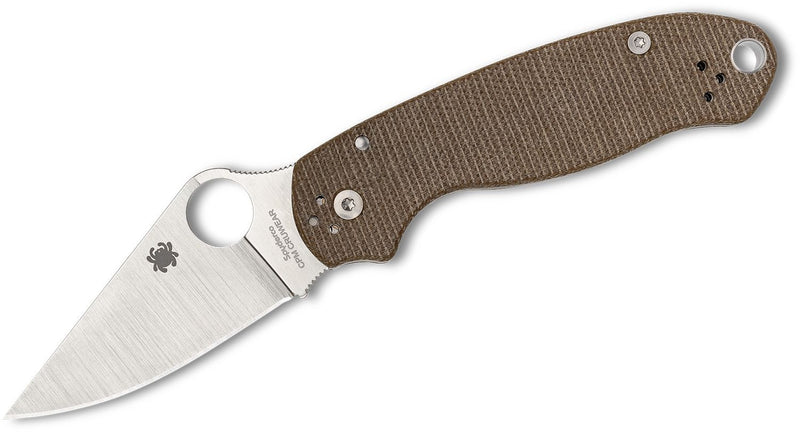 Spyderco Para 3 Knife Brown Canvas Micarta CPM CRU-WEAR (2.92" Satin) C223MPCW