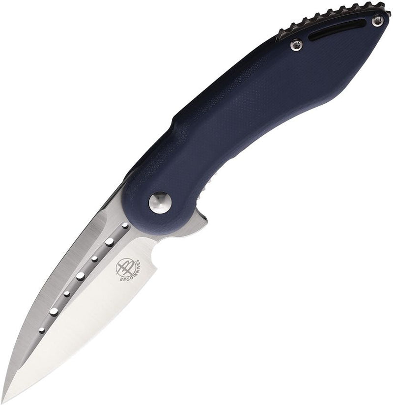 Begg Knives Mini Glimpse Folding Knife Blue/Gray G-10 (3" Satin) BG004