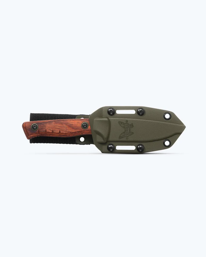 Benchmade Hunt SlipRidge Fixed Blade Knife Drop Point Blade Dark Brown Stabilized Wood (3.7", SW, MagnaCut) 15650