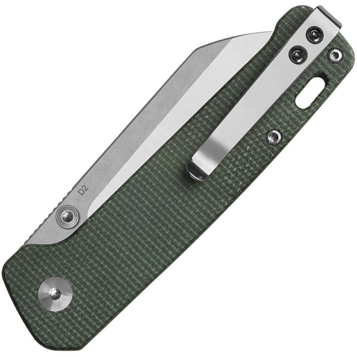 QSP Penguin V2 Liner Lock Knife Green Micarta (3.1", Satin, D2) QS130V2-C1
