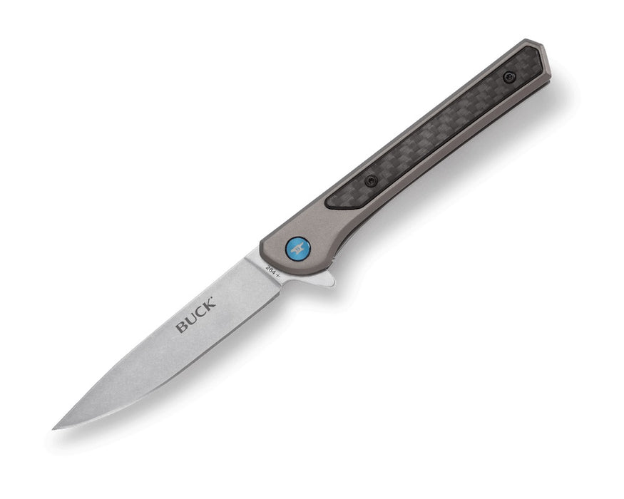 Buck 0264 Cavalier Frame Lock Knife Aluminum w/ Carbon Fiber (3.6", SW, 7Cr17MoV) 0264GYS-B