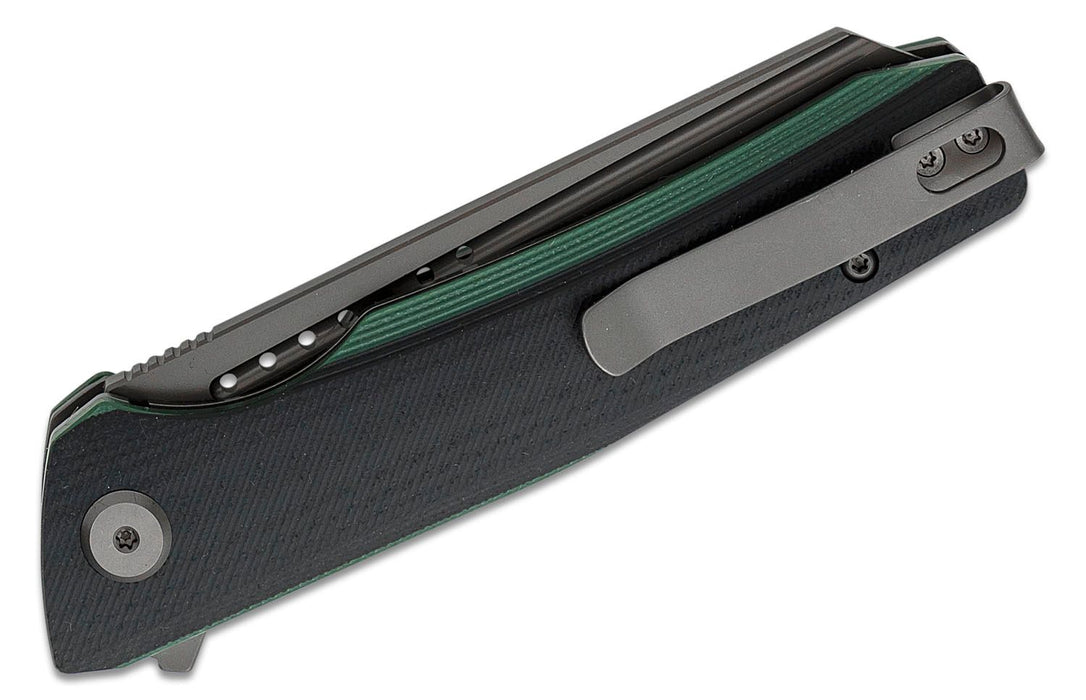 Bestech Slyther Liner Lock Knife Black/Green G-10 (3.66" Titanized Gray) BG51D