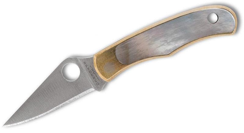 Spyderco Bug Nickel Silver Abalone Mini Folding Keychain Knife (1.25", Satin) C133AP