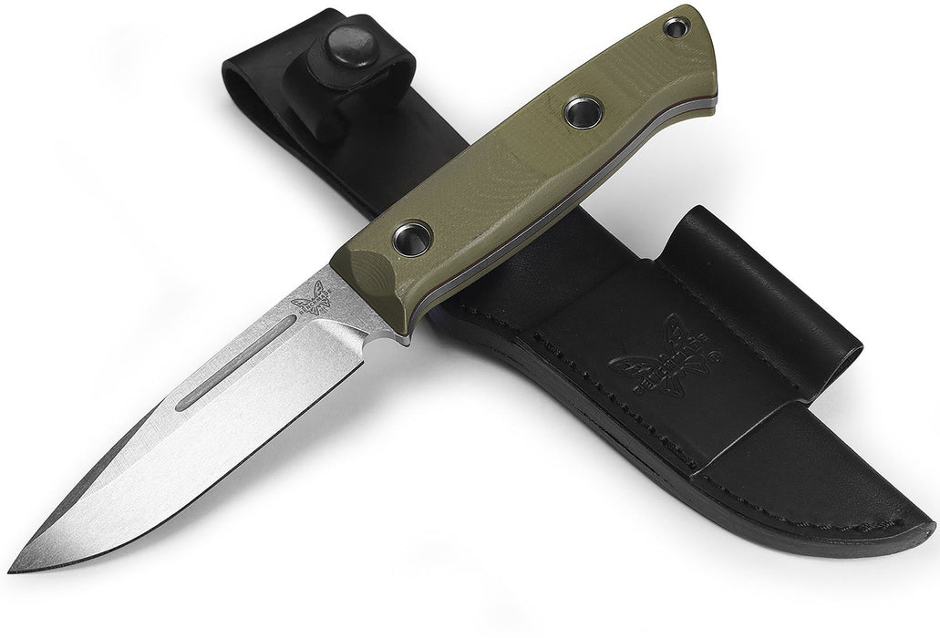 Benchmade Bushcrafter Fixed Blade Knife OD Green G-10 (4.38" Stonewash) 163-1