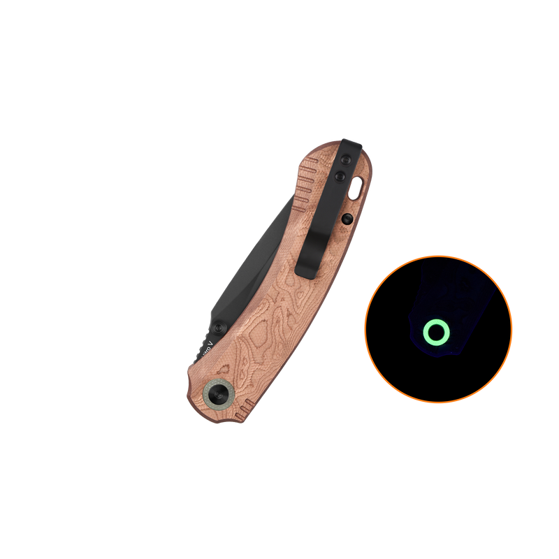 QSP Coyote Button Liner Lock Black G10 with Copper Foil (3.23", Black, Nitro V) QS174-C2