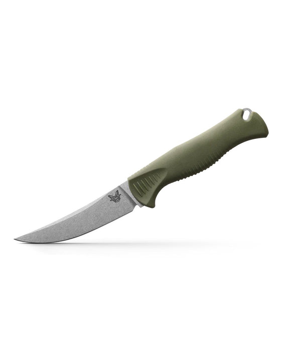 Benchmade Mini Meatcrafter Fixed Blade Knife Green Rubber (4.01" Stonewash) 15505