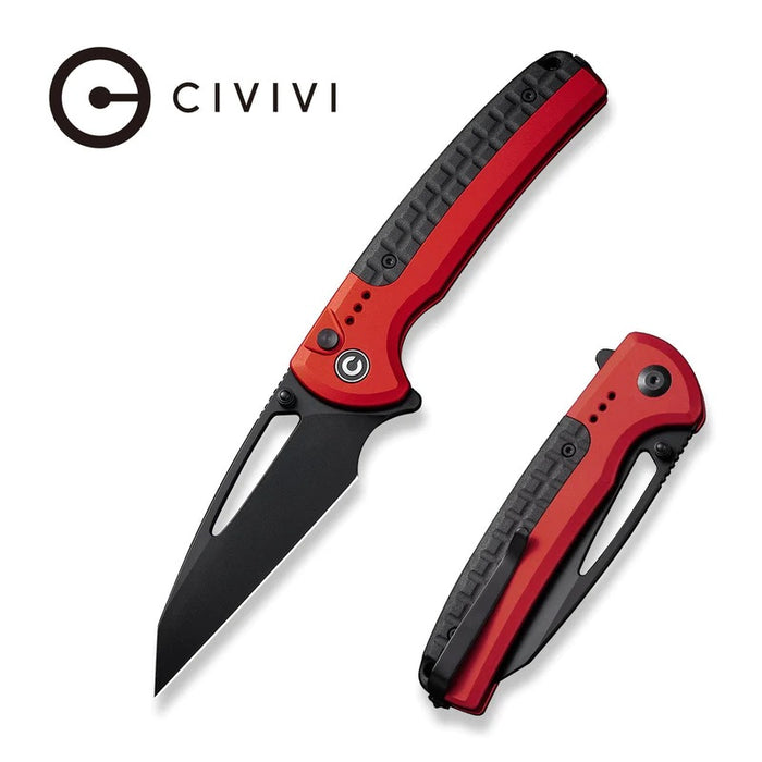 CIVIVI Sentinel Strike Button Lock Knife Red Alum (3.7" Black) C22025B-1