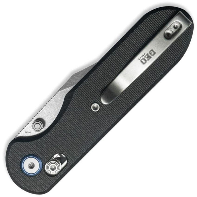 GEO Knife Ethereal Cutter Clip Point Crossbar Lock Knife Black G-10 (3" SW M390) GEO2401F