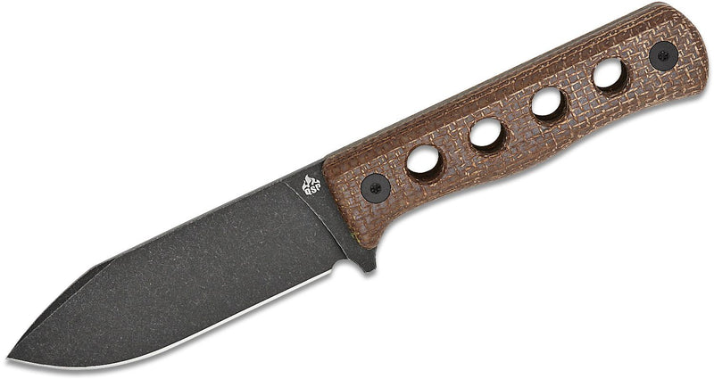 QSP Canary Fixed Blade Knife Brown Rough Micarta (4.25"  Black SW Cr8Mo2VSi) QS155-A2