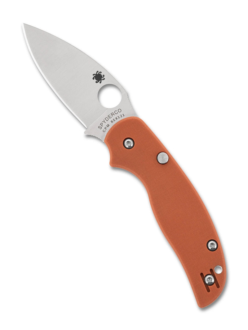 Spyderco Sage 6 Button-Release Compression Lock Knife Burnt Orange G-10 (3", Satin, Rex 121) C123GPBOR