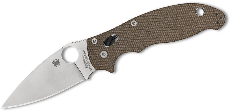 Spyderco Manix 2 Ball Bearing Lock Knife Brown Micarta CPM CRU-WEAR (3.37" Satin) C101MPCW2
