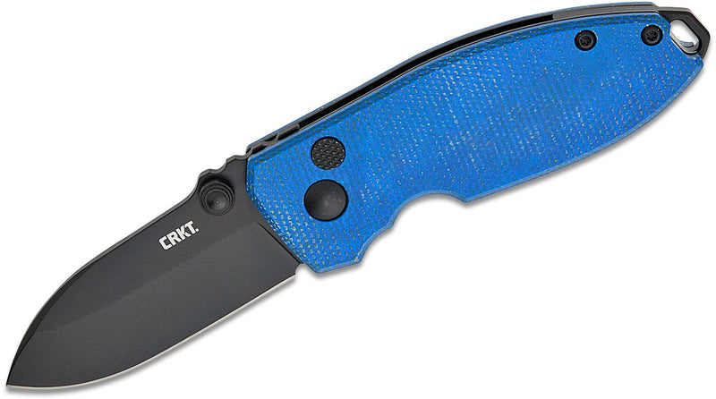 CRKT Squid Button Lock Knife Blue Micarta (2.27", Black Oxide, D2) 2474BD