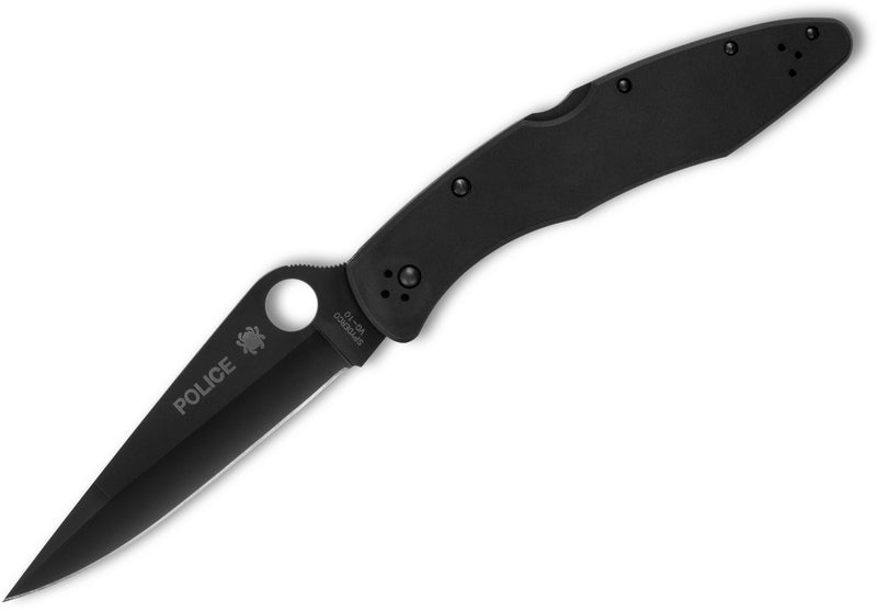 Spyderco Police Lockback Knife Black Stainless Steel (4.2", Black, VG10) C07BKP