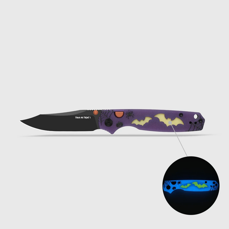 Kizer Pokiman Halloween BC Button Liner Lock Knife GID Bats In The Sky (3.14", Black, AEB-L) V3789HW1