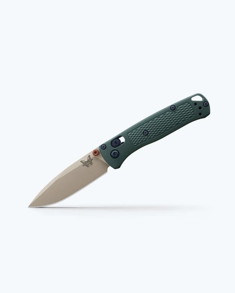 Benchmade Mini Bugout AXIS Lock Knife Taiga Green Grivory (2.82", Tan, Elmax) 533TN-2601