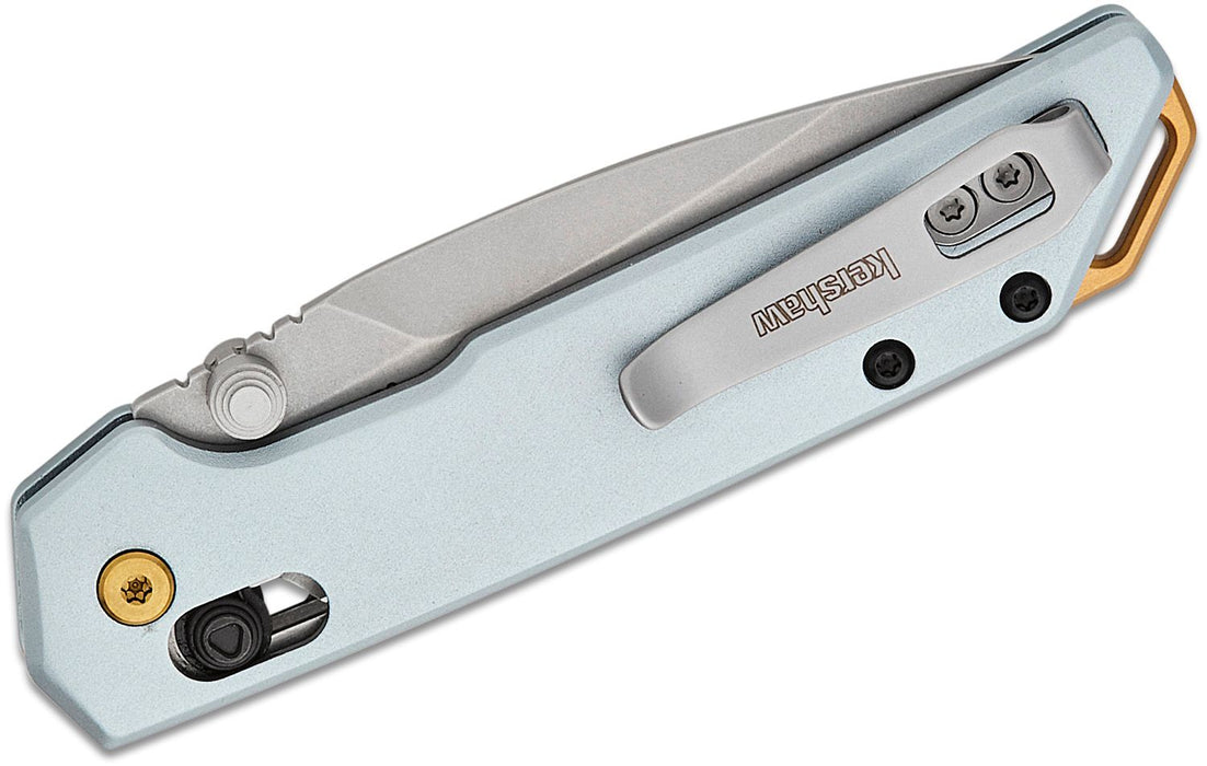 Kershaw Mini Iridium DuraLock Knife Ice Blue Anodized Aluminum (3", Stonewash, D2)