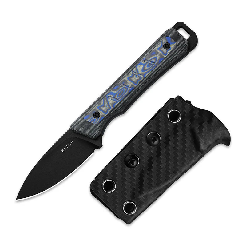 Kizer Whiskey Jack Fixed Blade Knife Norplex UltreX Blue Grey (2.06", Black, 10V) 1108A1