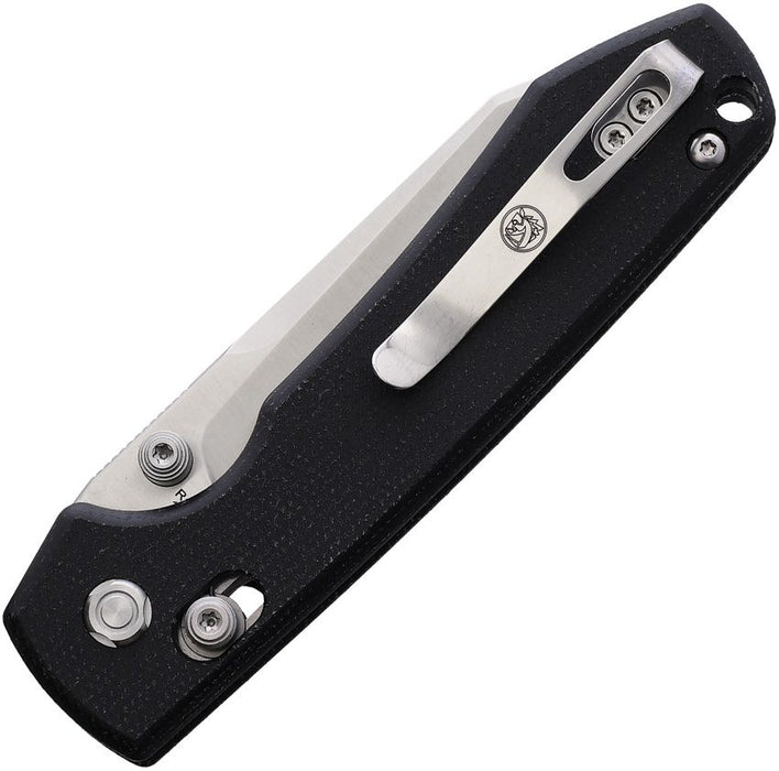 Vosteed Raccoon Cleaver Crossbar Lock Knife Black Micarta (3.4",  Satin, 14C28N) RCCVTM3