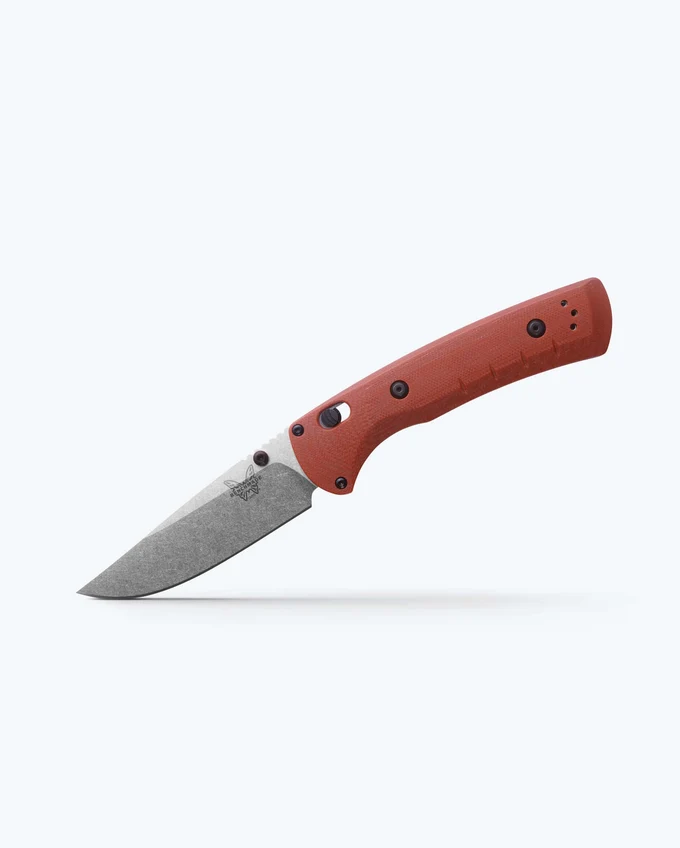 Benchmade Hunt SlipRidge AXIS/Crossbar Folding Knife Modified Clip Point Blade Rust Orange G10 (3.5", SW, MagnaCut) 15090-01