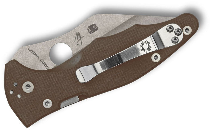 Spyderco Yojimbo 2 SPRINT RUN Knife Brown G-10 (3.2", Satin, CPM 15V) C85GPBN15V2