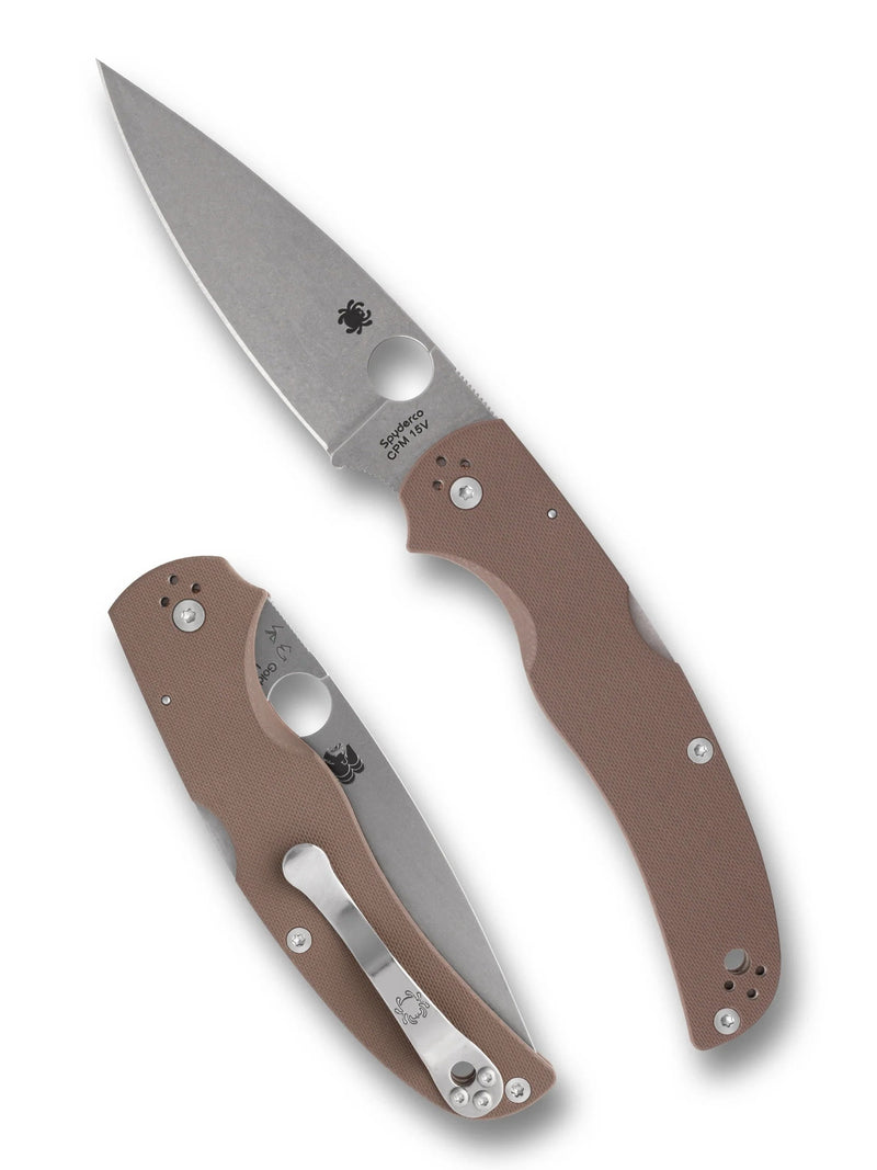 Spyderco Native Chief SPRINT RUN Lockback Knife Brown G-10 (4.08", Satin, 15V) C244GPBN15V