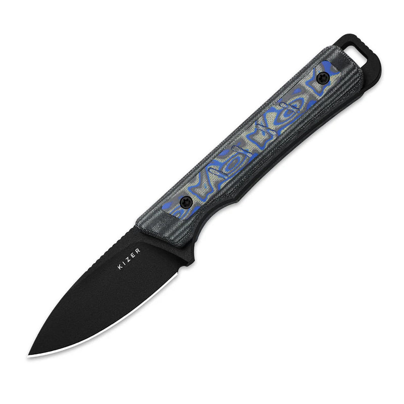 Kizer Whiskey Jack Fixed Blade Knife Norplex UltreX Blue Grey (2.06", Black, 10V) 1108A1