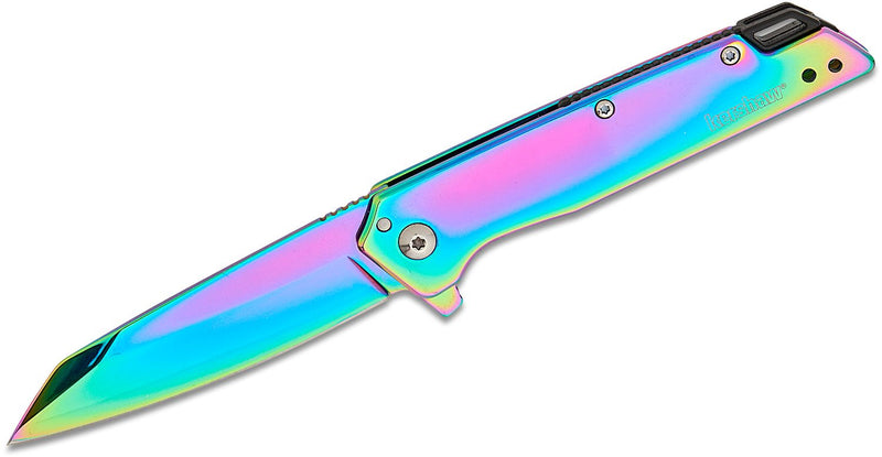 Kershaw Misdirect Assisted Opening Knife Rainbow Steel (3", Rainbow, Stainless Steel) 1365RBW
