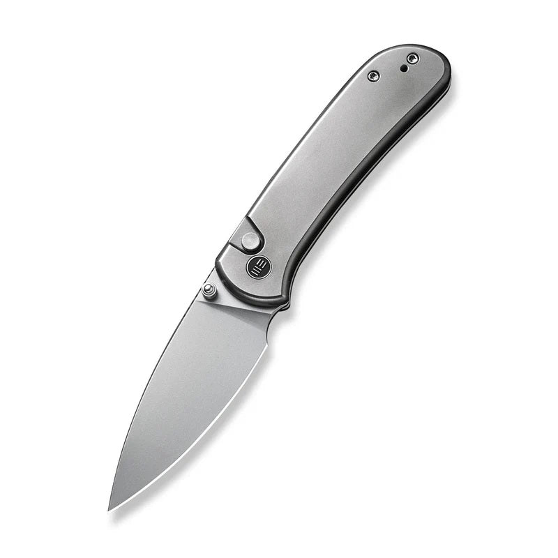 WE Knife Co Qubit Button Lock Knife Gray Titanium (3.2" Bead Blast) WE22030F-2