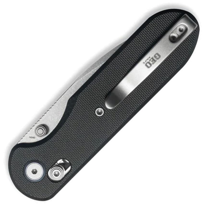 GEO Knife Ethereal Cutter Drop Point Crossbar Lock Knife Black G-10 (3", SW, M390) GEO2402F