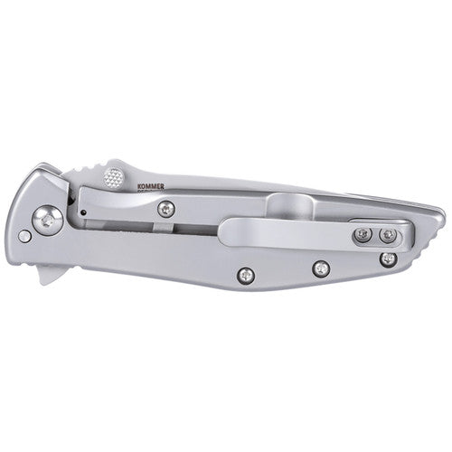 CRKT Slag Spring Assisted Frame Lock Knife Stainless Steel (2.95", Bead Blast, D2) 7600