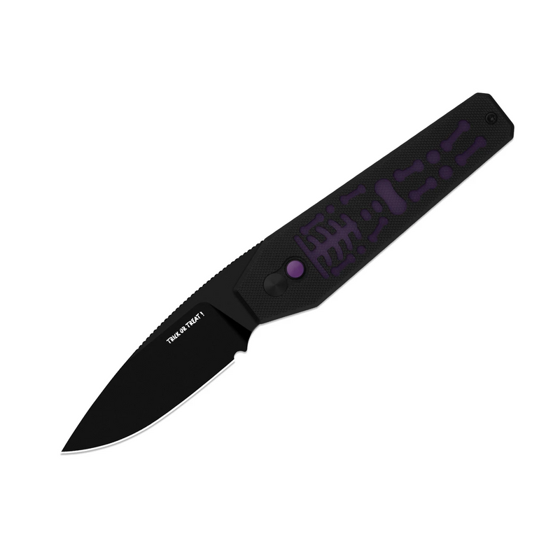 Kizer Tomb Halloween Button Lock Knife Black G-10/GID G-10 (3.21", Black, Nitro-V) V3692HW2