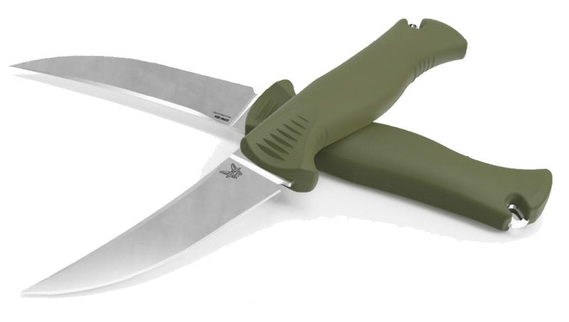 Benchmade Mini Meatcrafter Fixed Blade Knife Green Rubber (4.01" Stonewash) 15505