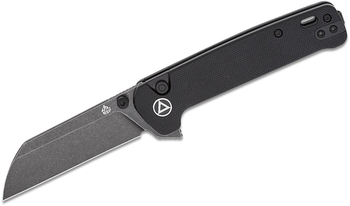 QSP Penguin Button Lock Flipper Knife Black G10 (3.06" SW 14C28N) QS130BL-A2