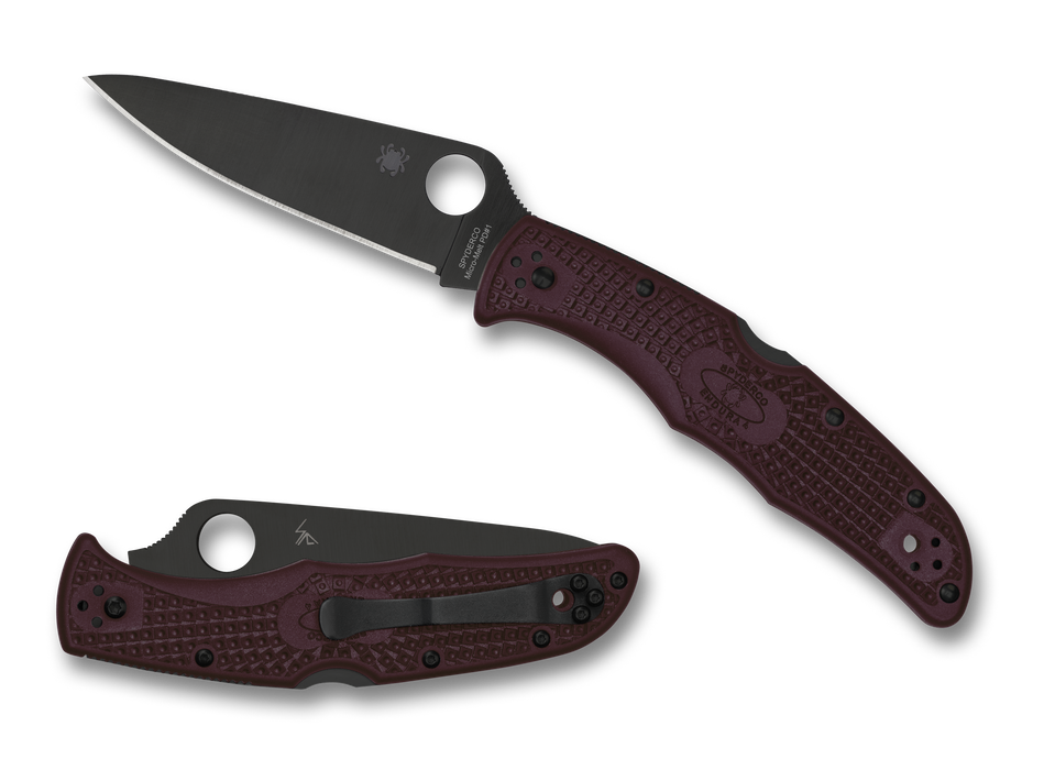 Spyderco Endura 4 Lightweight Lockback SPRINT RUN Knife Burgundy FRN (3.8" Black CTS-PD#1) C10BGBKP