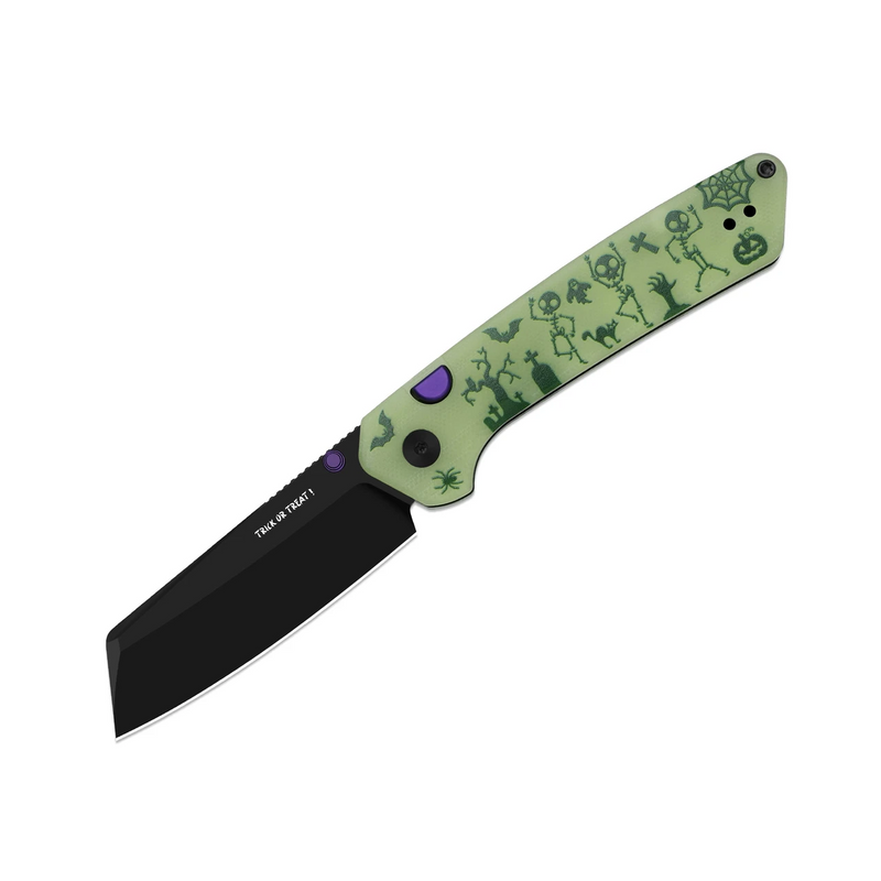 Kizer Madrac Button Liner Lock Knife Halloween Party GID G-10 (3.05", Black, 14C28N) V3693BSHW1