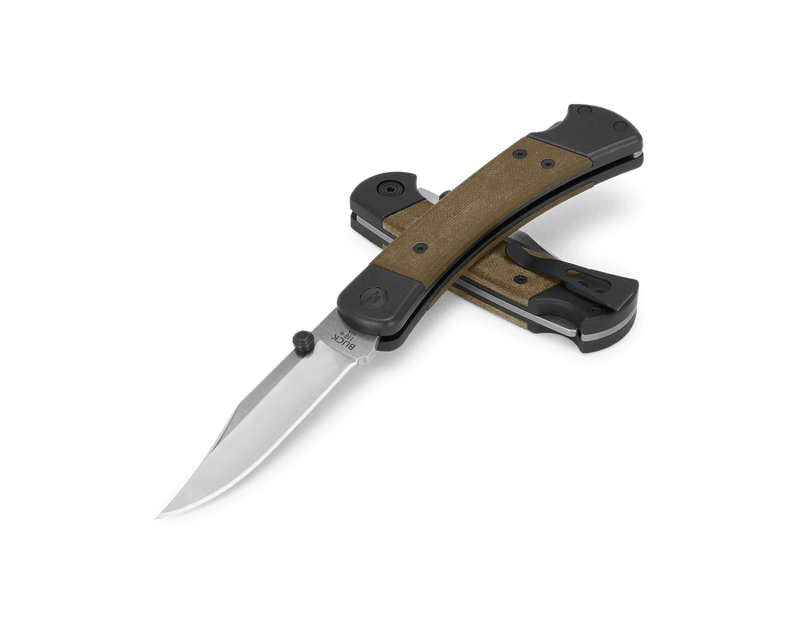 Buck 110 Hunter Sport Lockback Knife O.D. Green Canvas Micarta (3.75", Satin, S30V) 0110GRS5