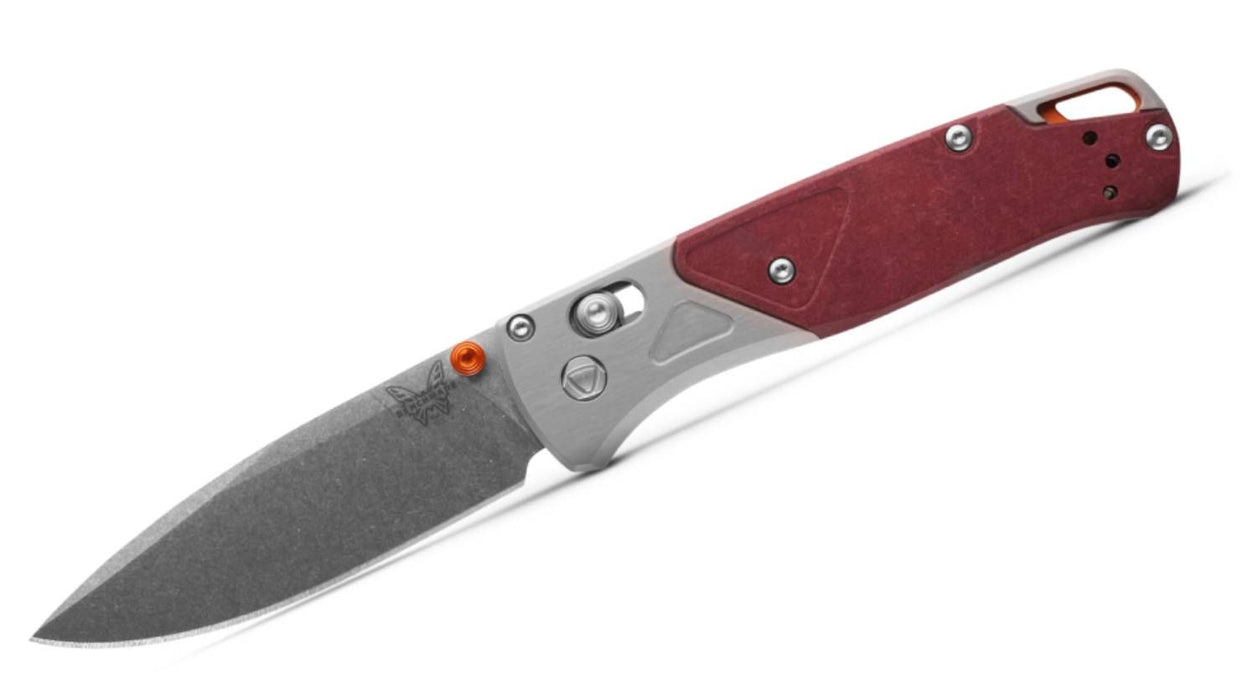 Benchmade Bugout AXIS Lock Knife Ash Gray Al/Redstone Richlite (3.24", SW, S90V) 535-09