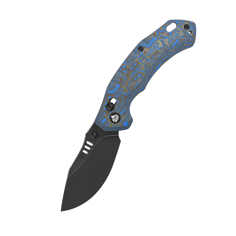 QSP Elk Glyde Lock Blue-Black Micarta ( 3.11", Black, 14C28N) QS173-B2