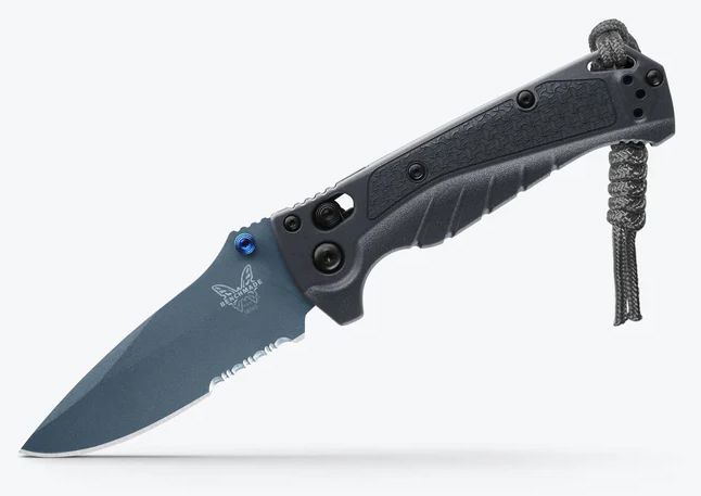 Benchmade Mini Aidra AXIS-Lock Knife Gray Grivory (3.21", Blue Serr, MagnaCut) 18065SBT-01