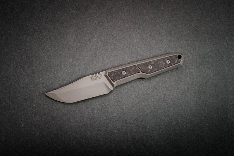 BM Knife & Tool Explorer Fixed Blade Bowie Tanto Marbled Carbon Fibre (3.1", SW, Magnacut) SQ3626428