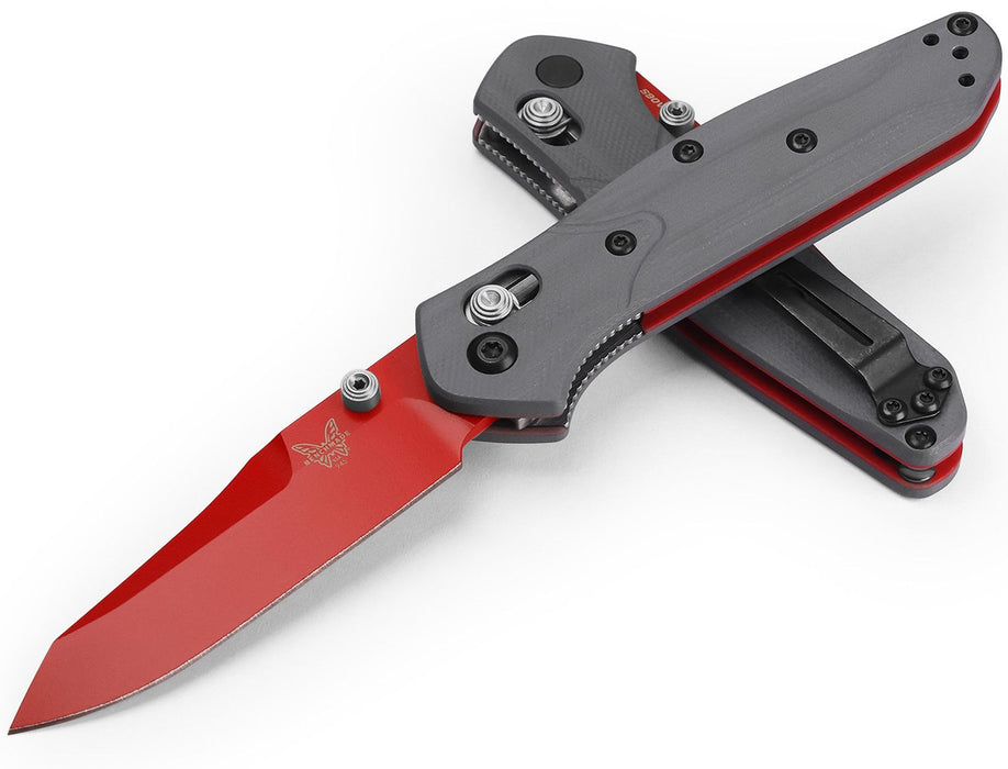 Benchmade Mini Osborne LIMITED EDITION SHOT SHOW AXIS Lock Knife Gray/Red G-10 (2.92" Red) 945RD-2401