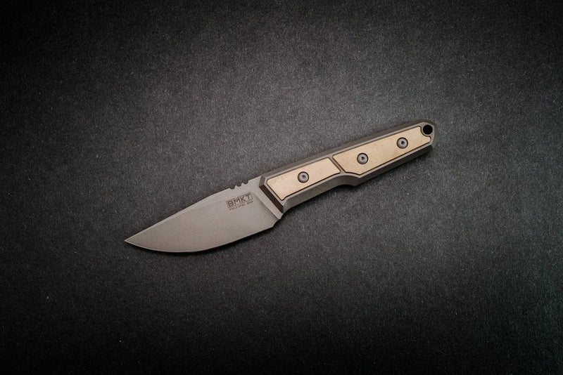 BM Knife & Tool Explorer Fixed Blade Drop Point Brass (3.1", SW, Magnacut) SQ7423222